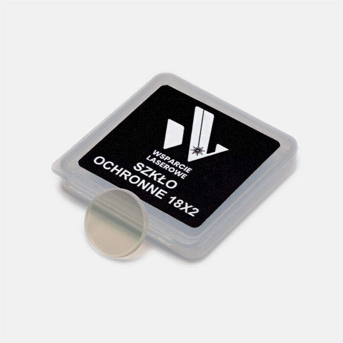 Kompaktowe szkło ochronne 18x2 mm do spawarki laserowej. Wysokiej jakości szkiełko ochronne do lasera od Wsparcie Laserowe, chroniące optykę przed uszkodzeniami.