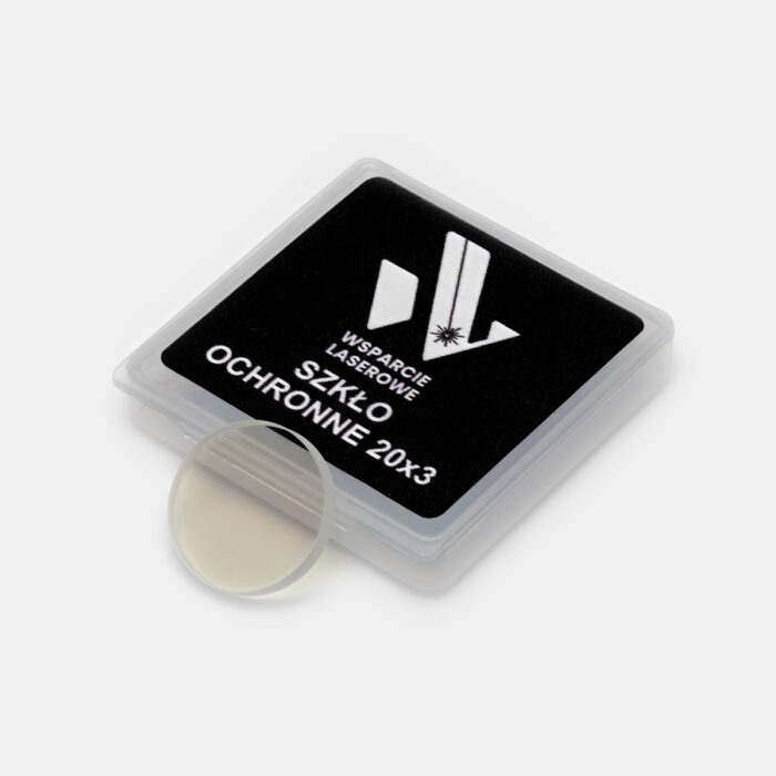 Wytrzymałe szkło ochronne 20x3 mm do spawarki laserowej. To szkiełko ochronne do lasera, dostępne w ofercie Wsparcie Laserowe, skutecznie zabezpiecza głowicę.